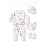Bebitof Tavşan Desenli 5 li Bebek Zıbın Set Hastane Çıkışı Kız Bebek