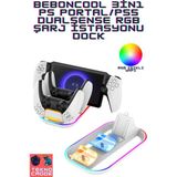 Beboncool 3in1 Ps Portal/ps5 Dualsense Rgb Şarj Istasyonu Dock - Beyaz