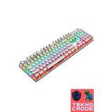 beboncool K660 104 Tuş Kablolu Rainbow RGB HotSwap PUNK Beyaz Renk Mavi Switch Daktilo Klavye