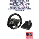 beboncool T3 Nintendo Switch/Ps4/PC Uyumlu 270 Derece Açılı Pedallı Yarış Direksiyon Seti