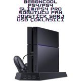 Beboncool TP4-023B Ps4 Fat/ps4 Slim/ps4 Pro Uyumlu Soğutucu Fan Joystick Şarj Dikey Stand - Siyah