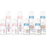 Bebsi Mavi Pembe 250 ml + 125 ml Karma 4'lü Cam Biberon Seti