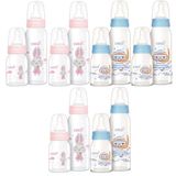 Bebsi Mavi Pembe 250 ml + 125 ml Karma 6'lı Cam Biberon Seti