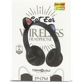 BEBTECH LED Işıklı STN28 Kedi Kulak Bluetooth Wireless Kulaklık Kedi Kulak Sevimli Kablosuz Bluetooth 5.0 LED Işıklı Kedili Şık Kulaküstü Kulaklık Kız Çocuk Kulaklık - Siyah