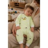 Becalm Online Müslin %100 Organik Pamuk - Uniseks Bebek Mevsimlik Uyku Tulumu Fermuarlı - Kuzu Nakışlı -Fıstık Yeşili - 2 - 3 Yaş