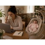 Becalm Online Müslin %100 Organik Pamuk - Uniseks Bebek Mevsimlik Uyku Tulumu Fermuarlı - Kuzu Nakışlı - Pudra - 1 - 1,5 Yaş