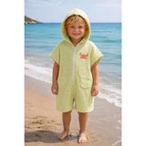 Becalm Online Zip Hoodie - Organik %100 Pamuk Müslin - Nakışlı Bebek Plaj Havuz Deniz Giyim - Cepli Kapuşonlu - Yazlık Deniz ve Havuz Kıyafeti - Bornoz - Havlu - Kurulama - Fıstık Yeşili - 1 - 3 Yaş