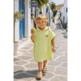 Be'Calm Organik %100 Pamuk Müslin - Nakışlı Bebek / Çocuk Panço - Cepli Kapuşonlu - Yazlık Deniz ve Havuz Kıyafeti - Bornoz - Havlu - Kurulama - Plaj Kıyafeti - Deniz - Havuz – Fıstıkyeşili