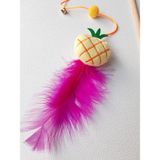 BeCat Peluş Ananas Figürlü Kedi Oltası - Pembe Tüylü - Sarı