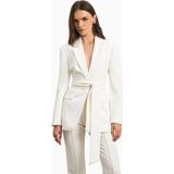 Because Of Alice Classic Blazer With Belt Klasik Blazer Kadın Ceket - Beyaz