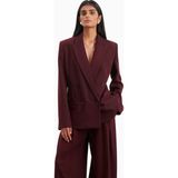 Because Of Alice Dropped Waist Double Breasted Blaze Oversize Kadın Ceket - Bordo - XL