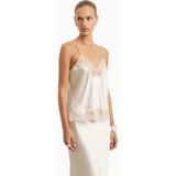 Because Of Alice Satin Lace Detail Midi 90's Stil Flared Kadın Etek - Krem - XL