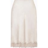 Because Of Alice Satin Lace Detail Midi 90's Stil Flared Kadın Etek - Krem