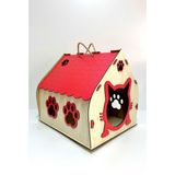 Becca Style Kedi Evi, Kedi Yuvası, Renkli Özel Tasarım Dekoratif Ahşap Kedi Evi/kulübesi/yuvası Yavru Yetişkin - Kırmızı - Bej
