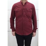 Becces Fistan Store Erkek Bordo Düz Spor Kesim Dar Kalıp Çift Cepli Uzun Kollu Yazlık Keten Gömlek