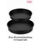 Becen House Emaye Kaplama Yuvarlak Sağlıklı Yapışma Yapmaz Fırın Tepsisi 36-42 CM 2 ADET - 36 cm