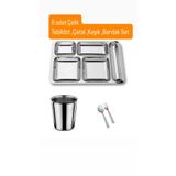 Becenhouse 24 Parça Piknik Kahvaltılık Çelik Tabildot Set ( 6 Adet Tabldot,6 Adet Bardak,6 Adet Çatal, Kaşık )