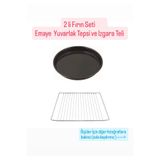 Becenhouse Emaye Yuvarlak Fırın Tepsisi Ve Fırın Izgara Teli 2'li Set 45,5*35,5 cm