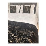 Becenhouse Yatak Runner Set Çift Kişilik Gold Siyah Desenli Ev Ve Oteller Için 1 Yatak Runner & 2 Kırlent