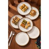 Becklume Dotty 6'Lı Pasta Tabağı - Boncuklu Pasta-Tatlı Sunum Tabağı | 6 Adet Pasta Tabağı