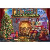 Becko US Yetişkinler için Yapbozlar Ahşap Yapbozlar Yetişkinler ve Çocuklar için 1000 Parça Yapboz - Şöminede Noel Baba Hediye Teslim Noel Baba Noel Baba Noel Baba İstek Listesi Sıcak Noel