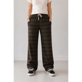 BECRED UNISEX Ekose Desenli Beli Lastikli Pantolon Kahverengi S