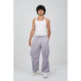 BECRED Y2k Paraşüt Kumaş Zip Kargo Cep Siyah Eşofman Pantolon Unisex Gri L