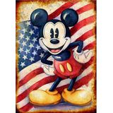 Bedeko Ahşap Tablo Amerikan Bayrağı Ve Mickey Mouse