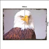Bedeko Ahşap Tablo Beyaz Siyah Kartal Baskılı 70*100Cm