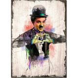 Bedeko Ahşap Tablo Charlie Chaplin Kalp Hediyelik Ahşap Tablo