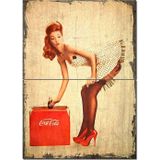 Bedeko Ahşap Tablo Coca Cola İçen Güzel Kadın Hediyelik Mdf Tablo
