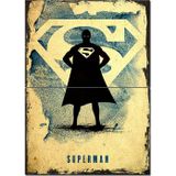 Bedeko Ahşap Tablo Eski Supermen Figürü Ve Logosu Görseli Hediyelik Ahşap Tablo