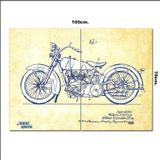 Bedeko Ahşap Tablo Harley Davidson Çizim Görseli 70*100Cm