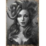 Bedeko Ahşap Tablo Medusa Yılan Saçlı Kadın Hediyelik Ahşap Tablo