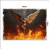 Bedeko Ahşap Tablo Melek Ve Şeytan Baskılı 70*100Cm