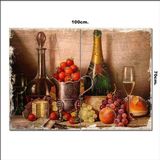 Bedeko Ahşap Tablo Meyve Ve Şarap Masası Desenli 70*100Cm