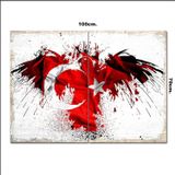 Bedeko Ahşap Tablo Retro Türk Bayrağı 70*100Cm