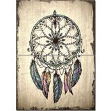 Bedeko Ahşap Tablo Sarı Zeminde Dream Catcher Hediyelik Mdf Tablo