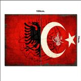 Bedeko Ahşap Tablo Turk Arnavut Bayrağı Tarz 70*100Cm