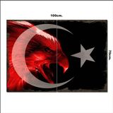 Bedeko Ahşap Tablo Türk Bayrağı Kara Kartal Tarz 70*100Cm