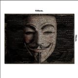 Bedeko Ahşap Tablo V For Vendetta Yazılı Maske Desenli 70*100Cm
