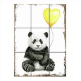 Bedeko Balonlu Panda Tasarım Mdf 9 Parça Puzzle Tablo