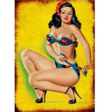 Bedeko Bikinili Pin Up Kızı Hediyelik Ahşap Tablo