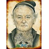 Bedeko Dövmeli Yaşlı Adam Hediyelik Ahşap Tablo 50 Cm X 70 Cm
