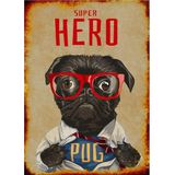 Bedeko Hero Pug Hediyelik Ahşap Tablo