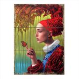 Bedeko Kadın Ve Kelebek Tasarım 9 Parça Puzzle Tablo
