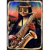 Bedeko Müzisyen Komik Mona Lisa Hediyelik Ahşap Tablo