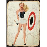 Bedeko Ok Atan Pin Up Kızı Hediyelik Ahşap Tablo