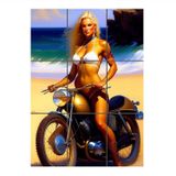 Bedeko Plajda Motosikletli Kadın 9 Parça Puzzle Tablo