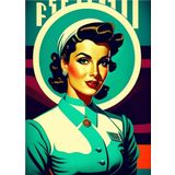 Bedeko Retro Güzel Kadın Poster Mdf Tablo